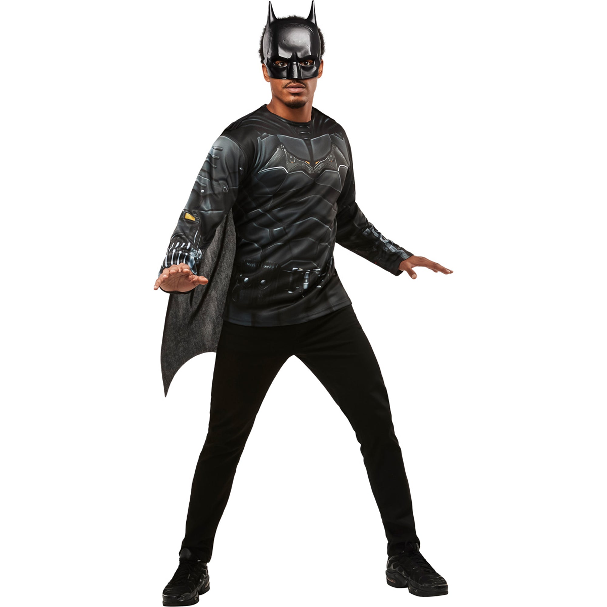 DC Comics Batman Deluxe Costume Top for Adults, Black Jumpsuit with Detachable Cape