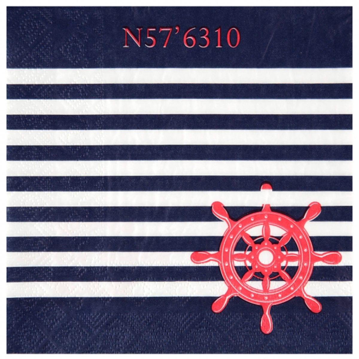 Seaside Lunch Napkins, Blue, Red and White, 20?Count