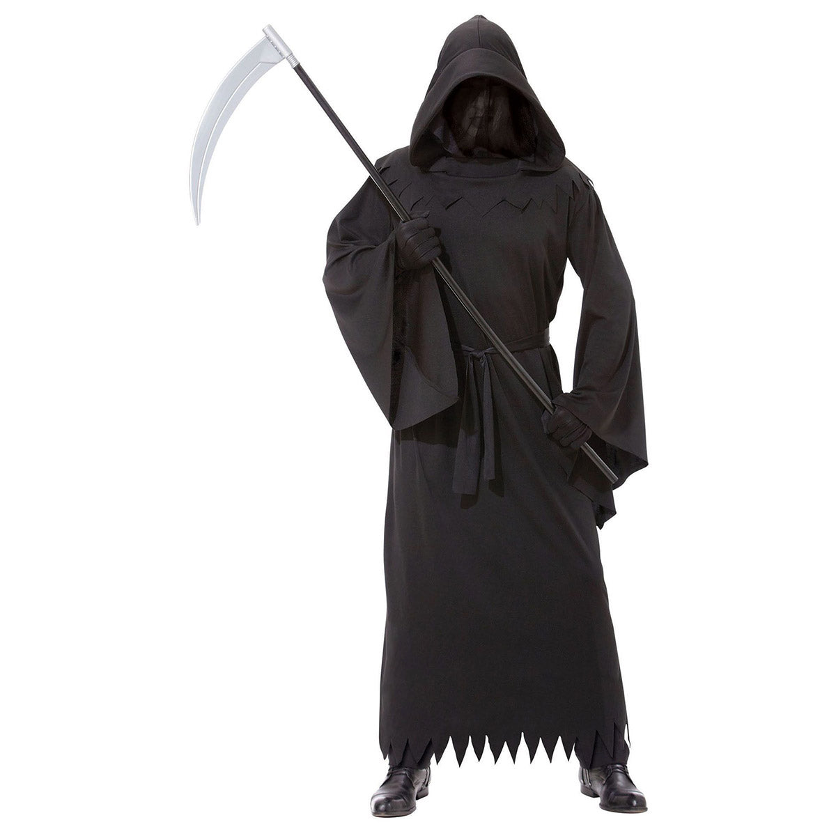 Phantom of Darkness Reaper Costume for Adults, Black Robe with Attached Mask