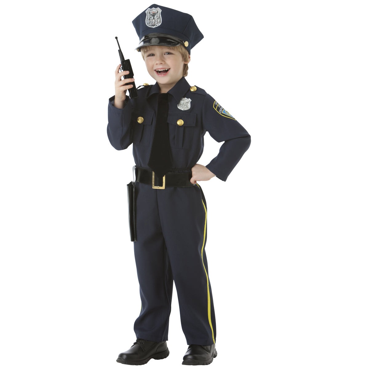 Police Officer Costume for Kids, Blue and Black Shirt and Pants