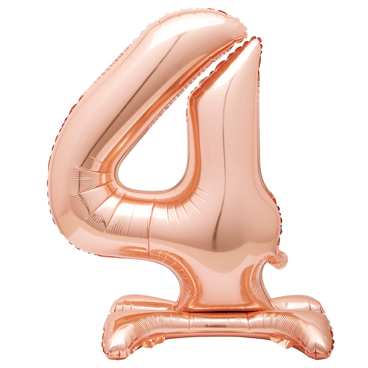 Air-filled Standing Rose Gold Number 4 Foil Balloon, 34 inches