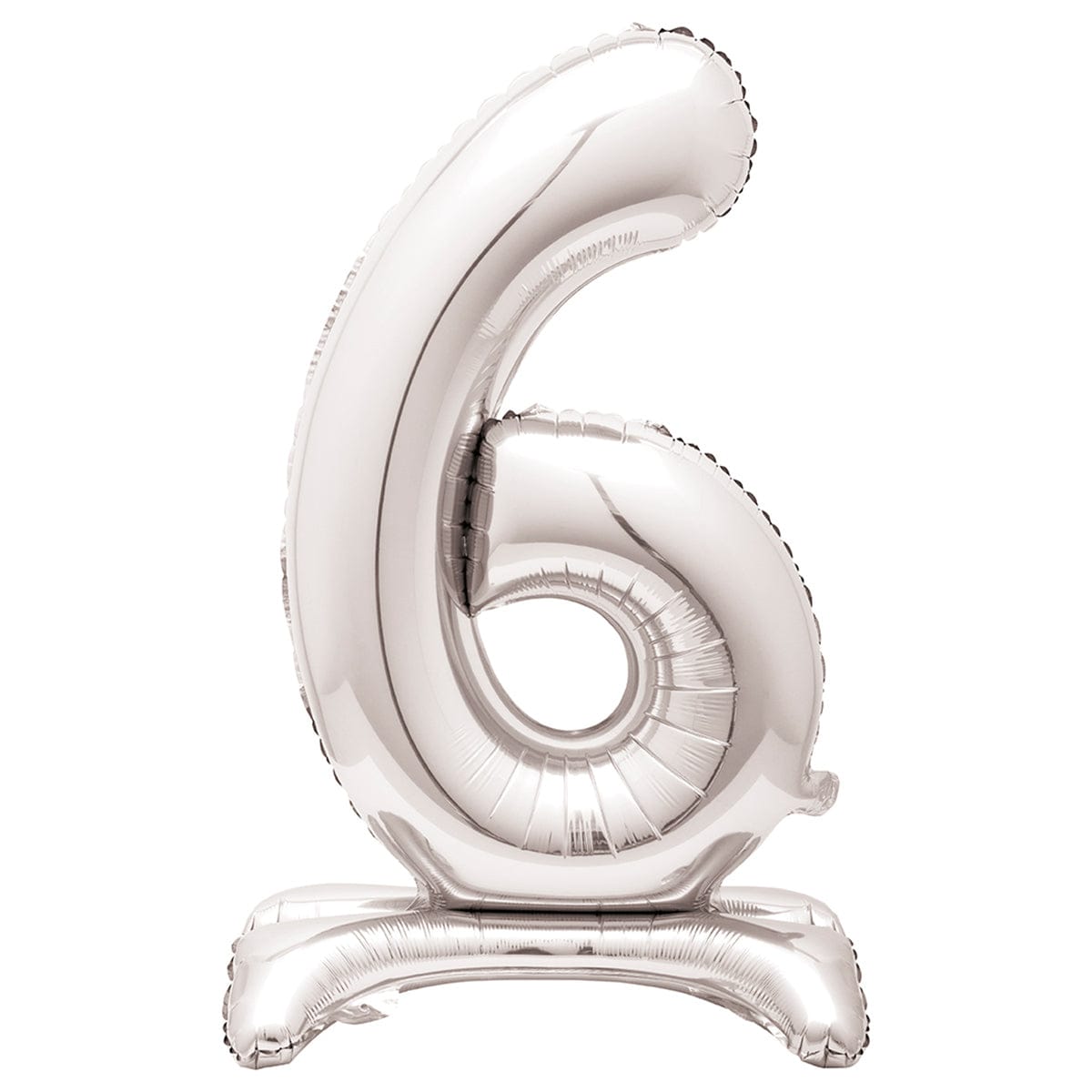 Air-filled Standing Silver Number 6 Foil Balloon, 34 inches