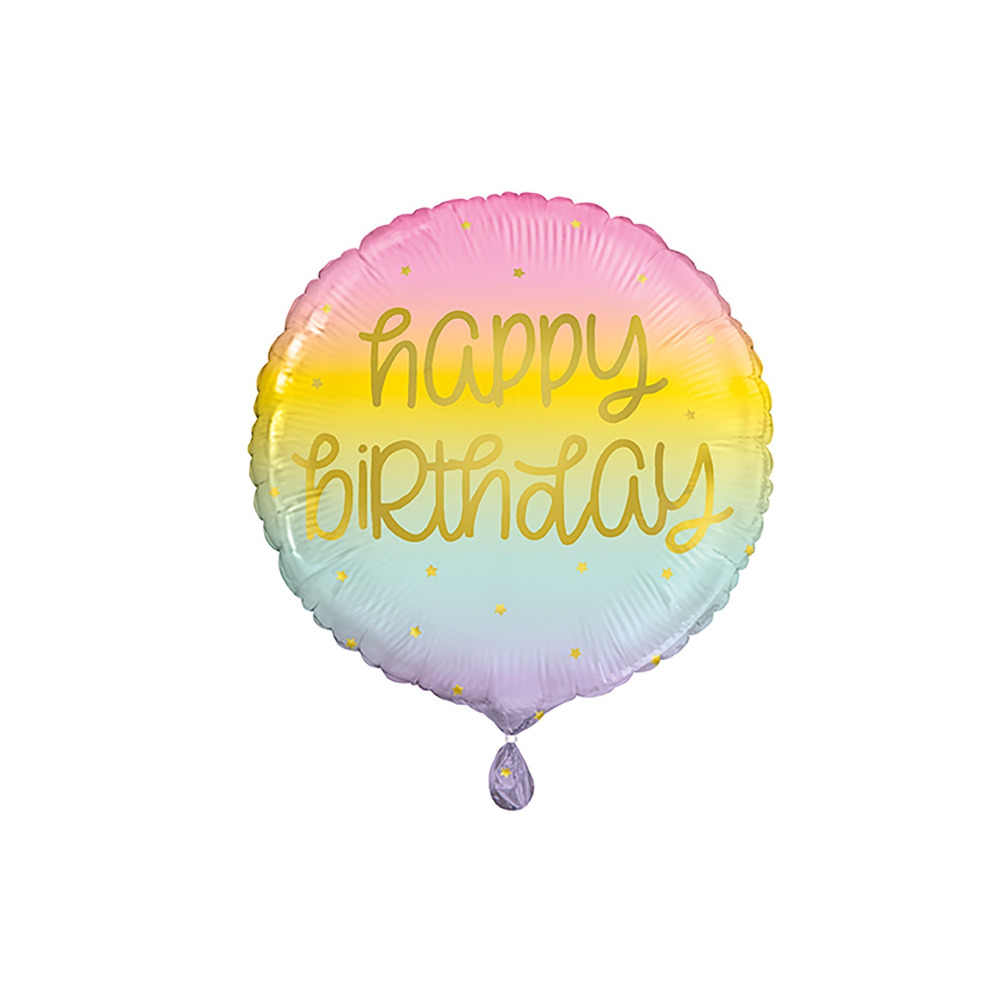 Happy Birthday Round Foil Balloon, Pastel & Gold, 18 Inches, 1 Count