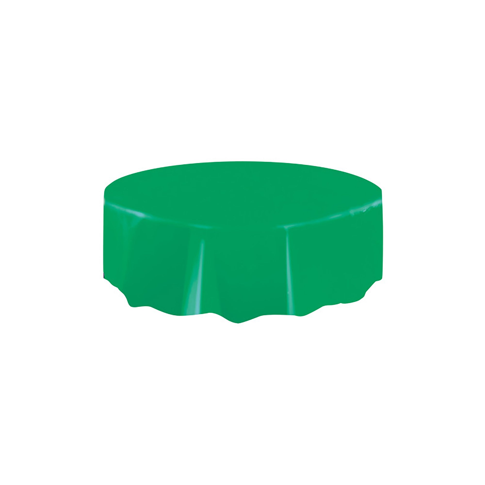 Green Round Plastic Tablecover, 84 Inches, 1 Count