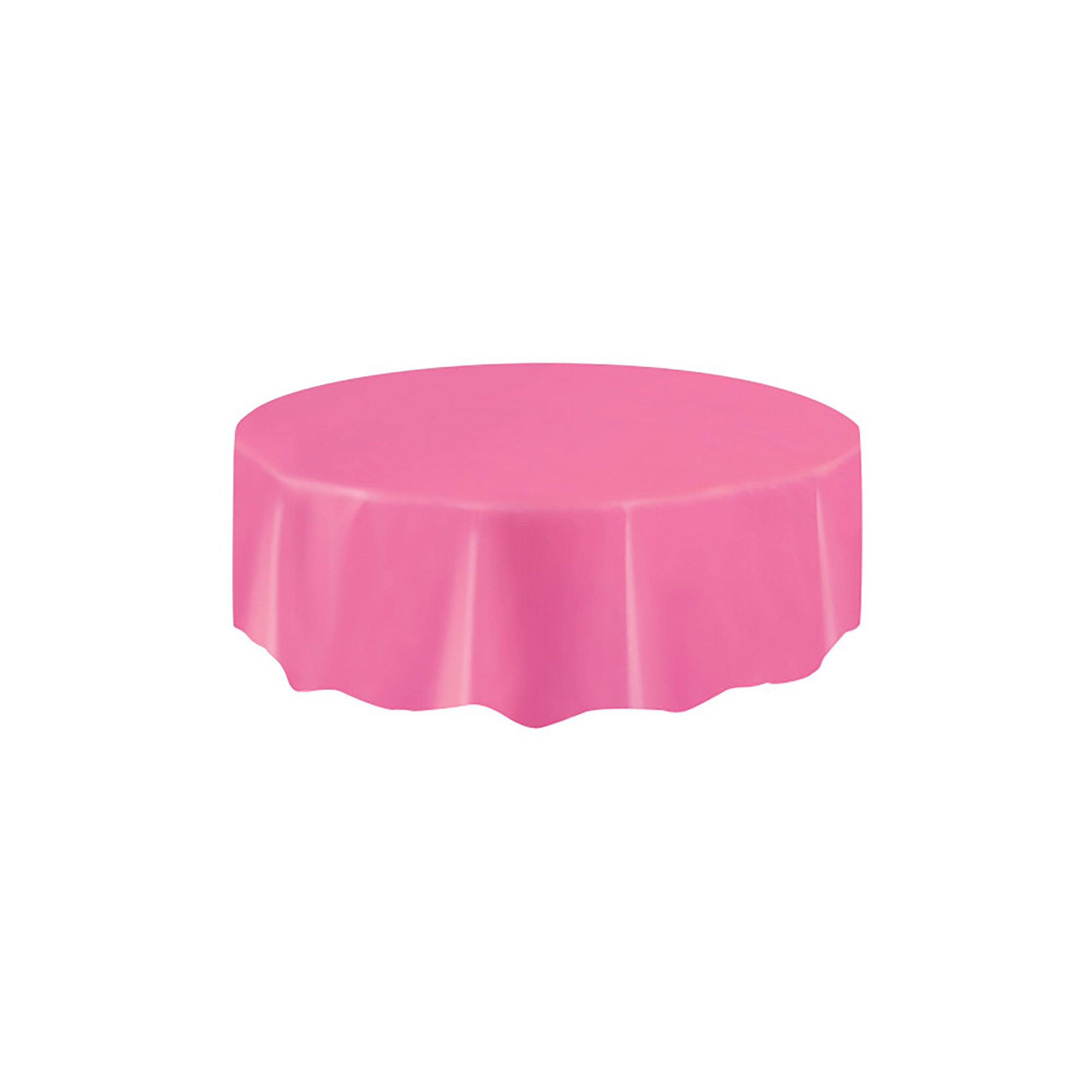 Hot Pink Round Plastic Tablecover, 84 Inches, 1 Count