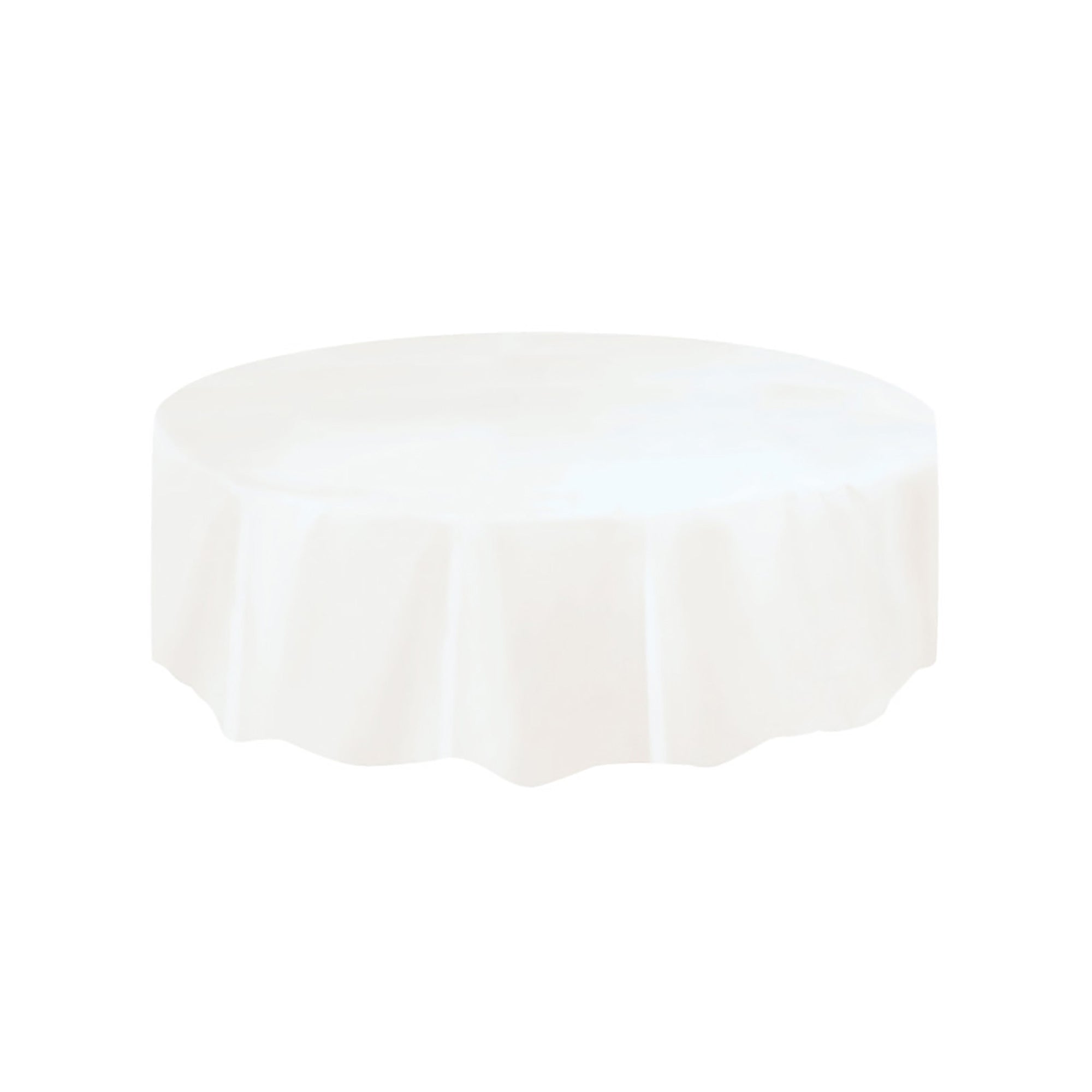 White Round Plastic Tablecover, 84 Inches, 1 Count