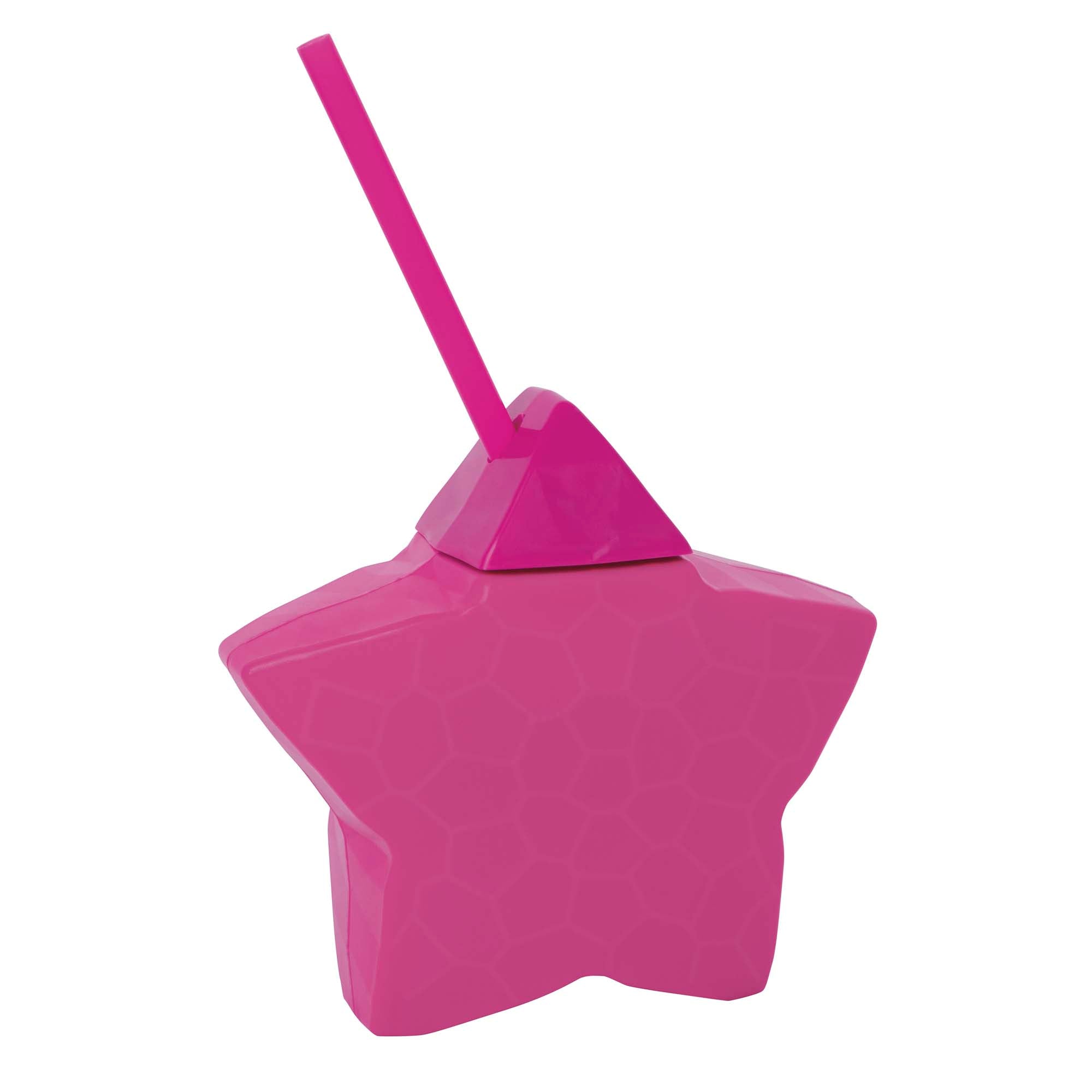 Celestial Pink Star Shaped Cup with Straw, 1 Count