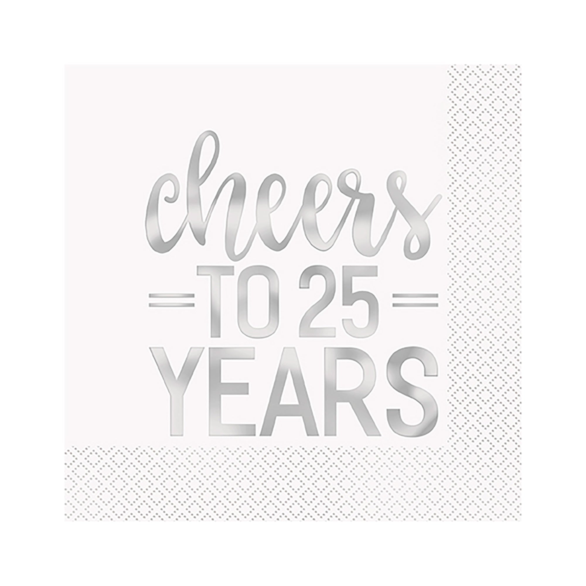 Cheers to 25 Years Wedding Large Lunch Napkins, 16 Count