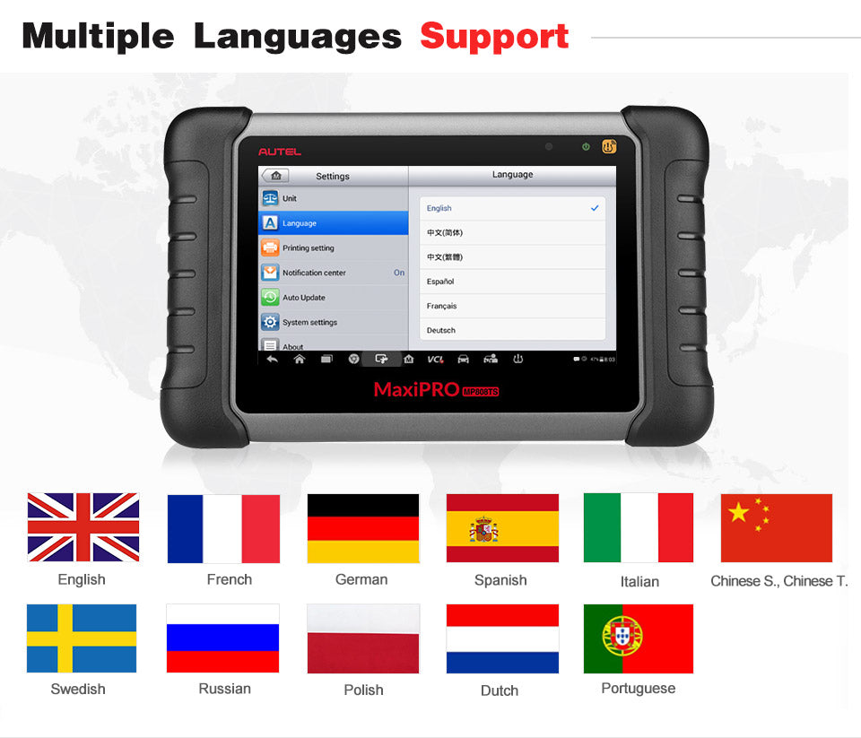 Autel MaxiPRO MP808TS  Diagnostic Tool Multiple Languages Support