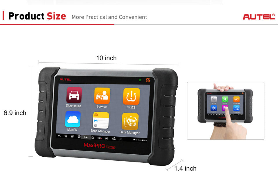 Autel MaxiPRO MP808TS Diagnostic Tool Size