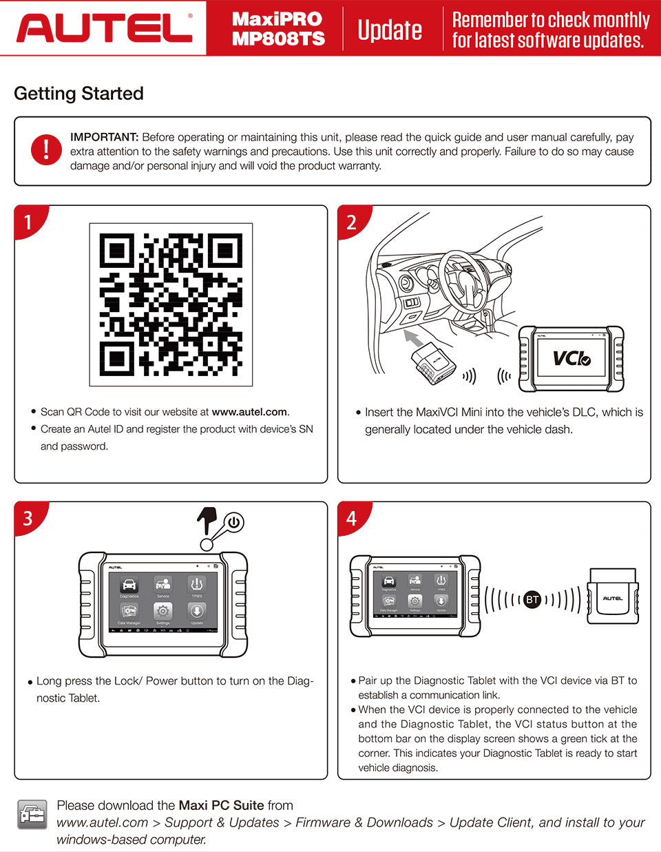 Autel MaxiPRO MP808TS Diagnostic Tool Getting Started