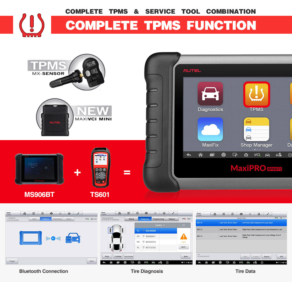 Autel MaxiPRO MP808TS Diagnostic Tool Complete TPMS Function