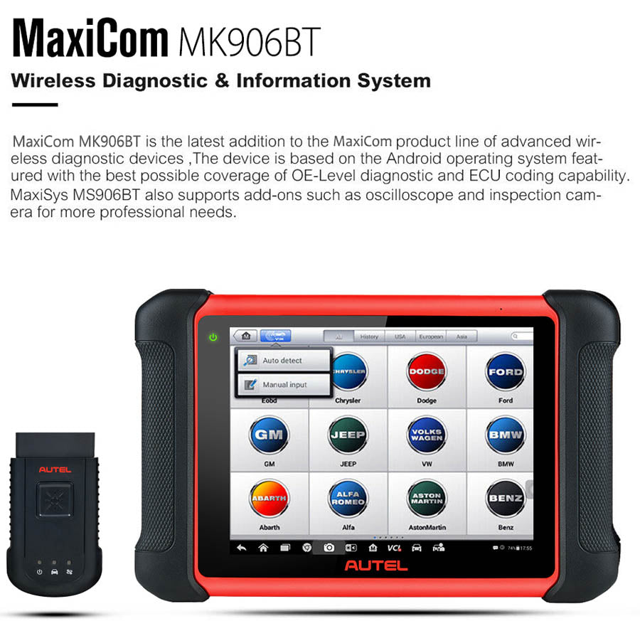 Autel MaxiCOM MK906BT Full System OBD2 Scanner 2021 New Version Car Diagnostic Tool