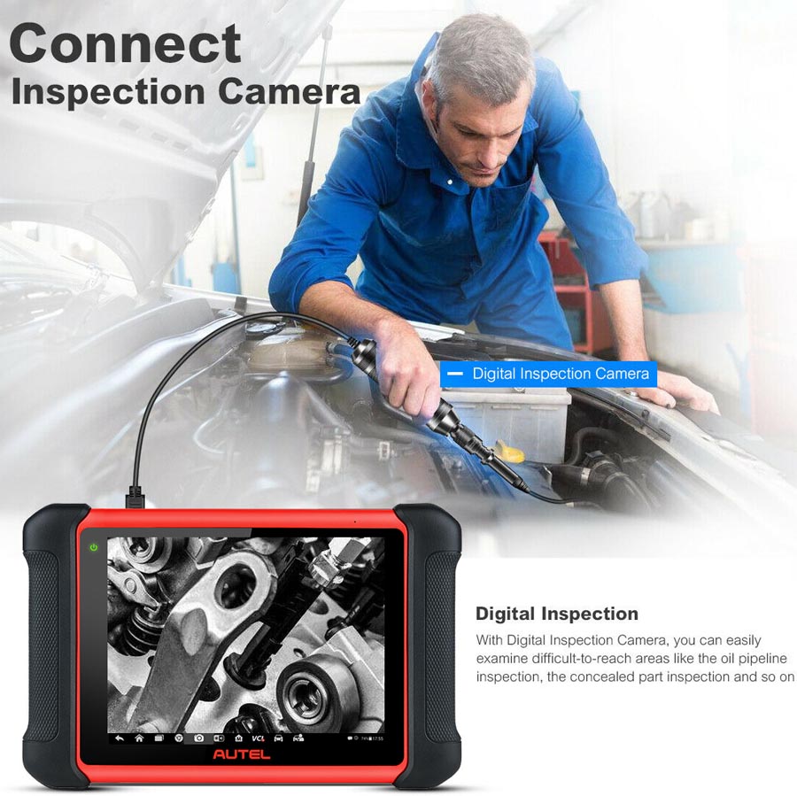 Autel MaxiCOM MK906BT Diagnostic Tool  Full System Car Scanner supports connecting inspection camera.