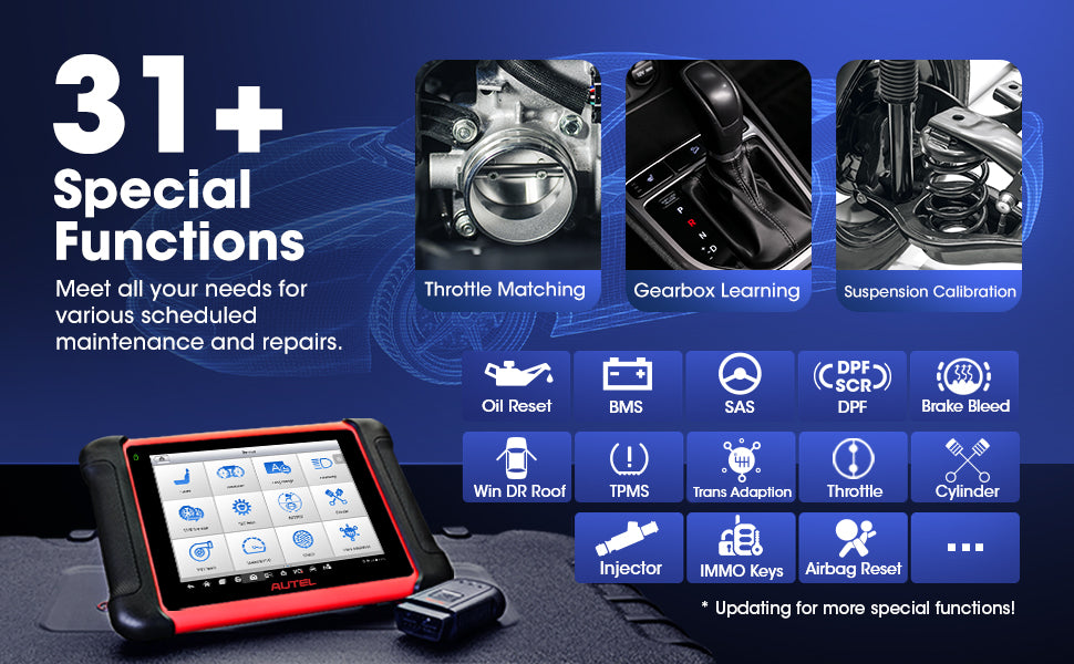 Autel MaxiCOM MK906BT Diagnostic Tool Full System Car Scanner supports 31+ special functions and meets all your needs for various scheduled maintenance and repairs.