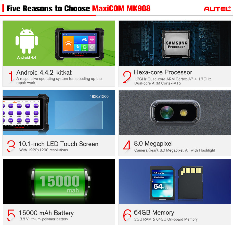 Autel MaxiCOM MK908 Full System Diagnostic Tool Car OBD2 scanner five reasons to choosing MaxiCOM MK908.