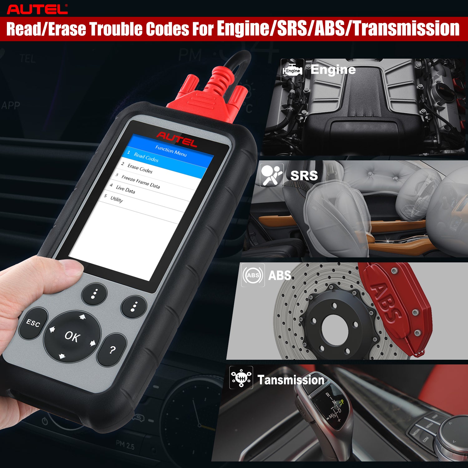 Autel MaxiDiag MD806 OBD2 Scanner Four System Car Diagnostic Tool with SRS/ ABS/ Engine/ Transmission Functions