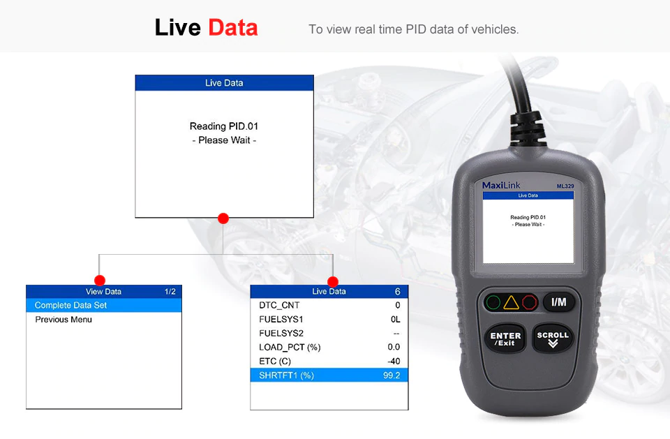Autel MaxiLink ML329 OBD2 Code Reader is able to view time PID data of vehicles