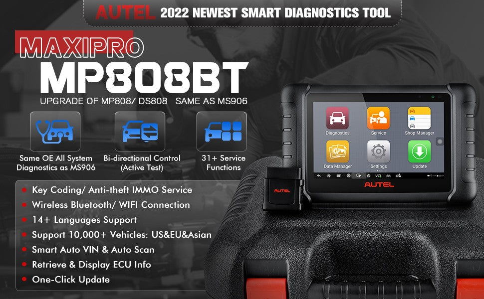 Autel Scanner MaxiPRO MP808BT PRO Kits Automotive Diagnostic Tool 2 Year  updated