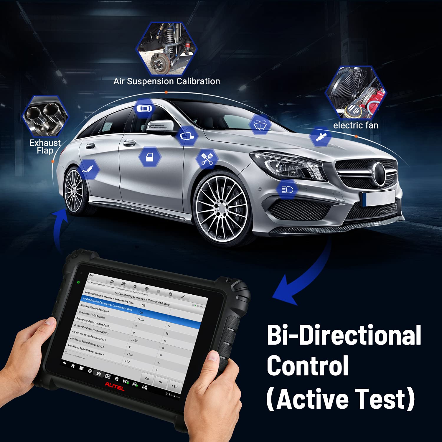 Autel Maxisys Ultra Lite Automotive Full System Diagnostic Tool Car Scanner supports bi-directional control.