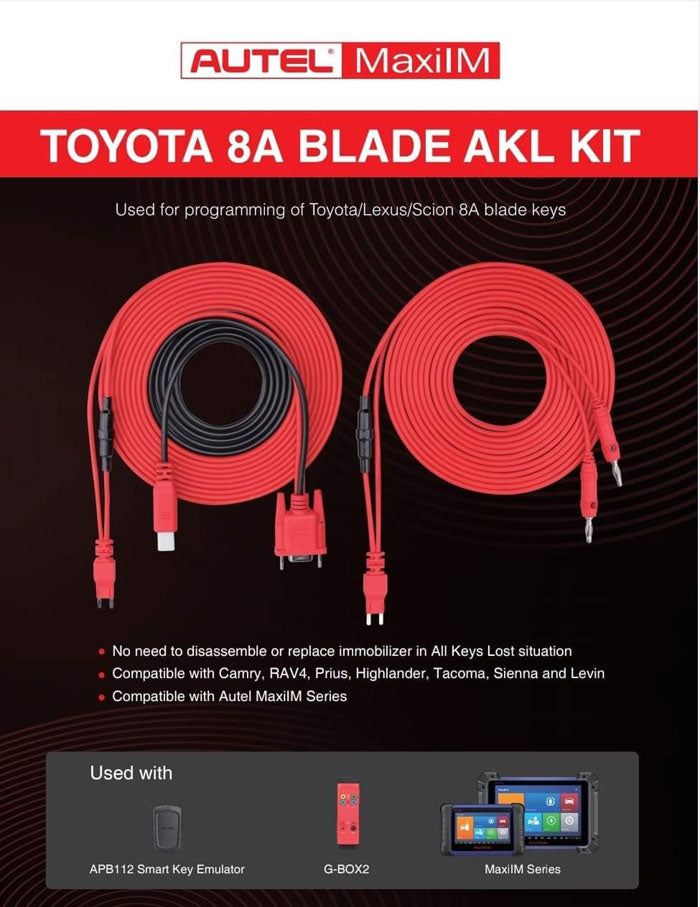 Autel Toyota 8A Non-Smart Key All Keys Lost Adapter Work With G-Box2 and APB112 Simulator