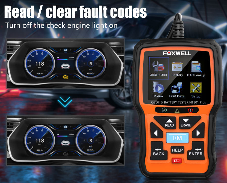 How To Use Foxwell NT301 OBD2 Code Reader - Check Engine Light