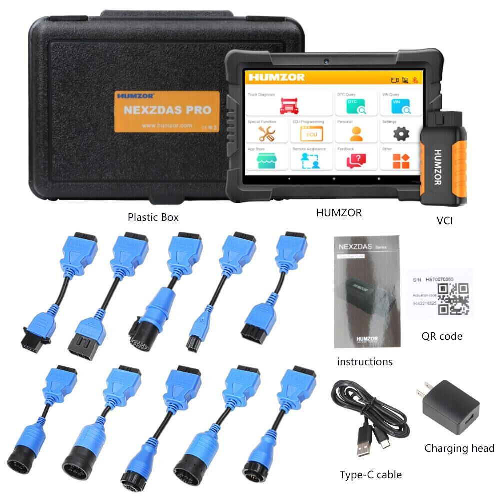 Humzor NexzDAS ND566 Plus Full Configuration with 9.6 inch Tablet for Commercial Vehicles Diagnostic Tool