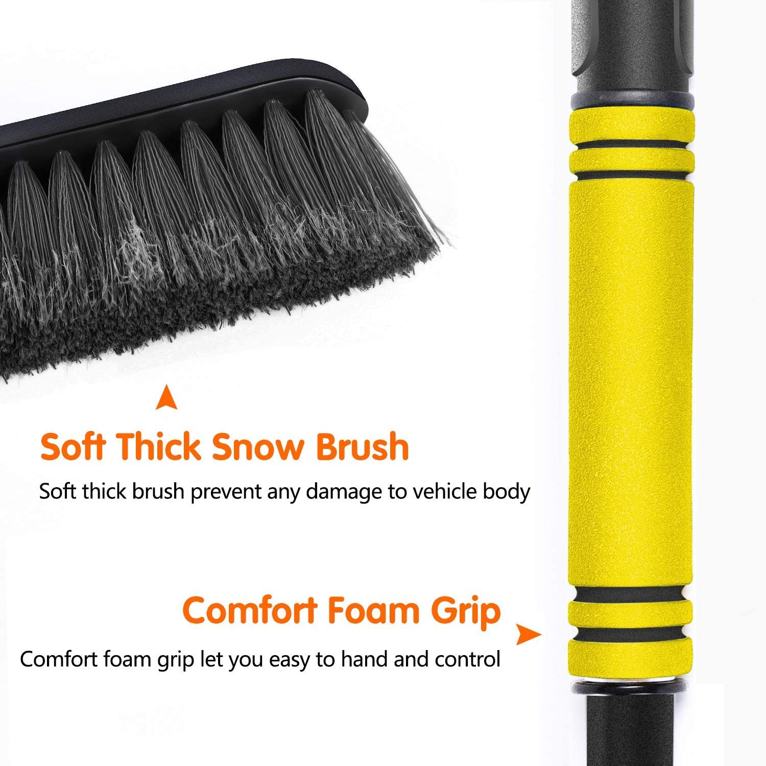 Car Ice Scraper 2 in 1 Multi-Function Telescopic Snow Brush for Car Windshield Snow Removal