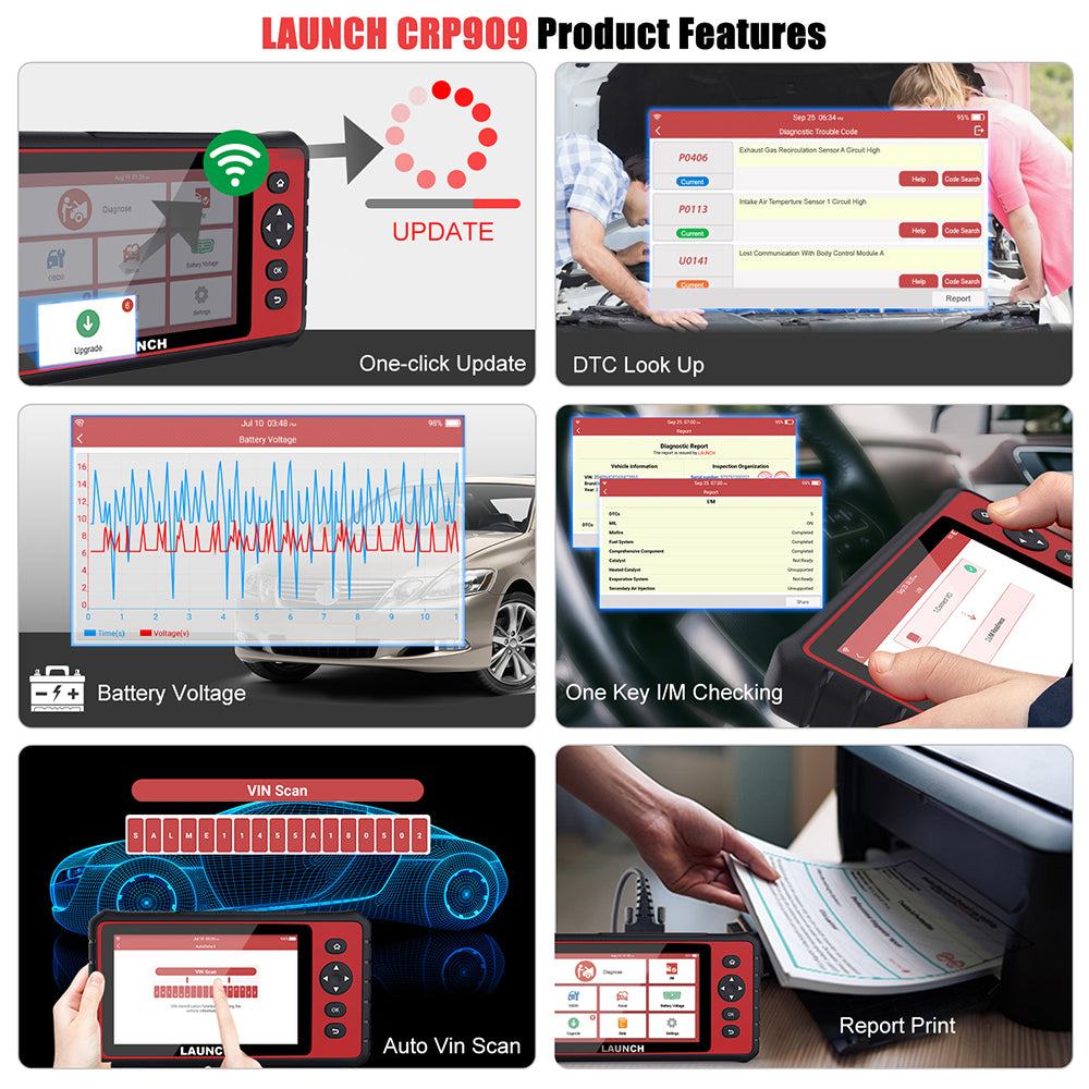 Launch X431 CRP909 OBD2 Scanner Full System Car Diagnostic Tool With Reset and IMMO Functions