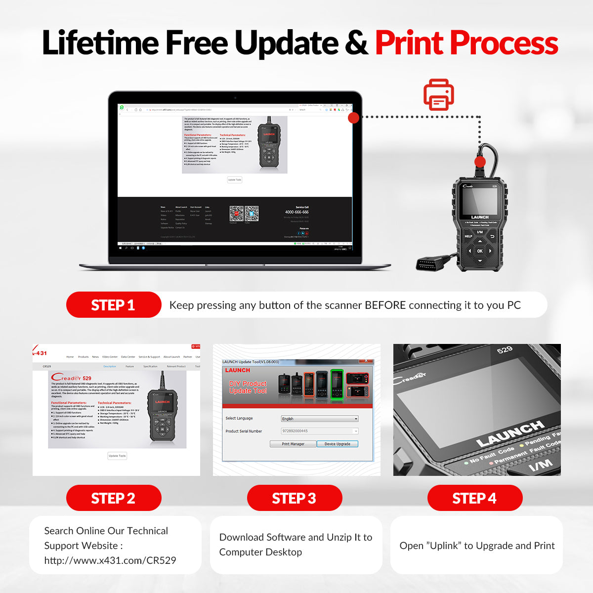 Launch Creader 529 OBD2 Scanner Automotive Diagnostic Tool