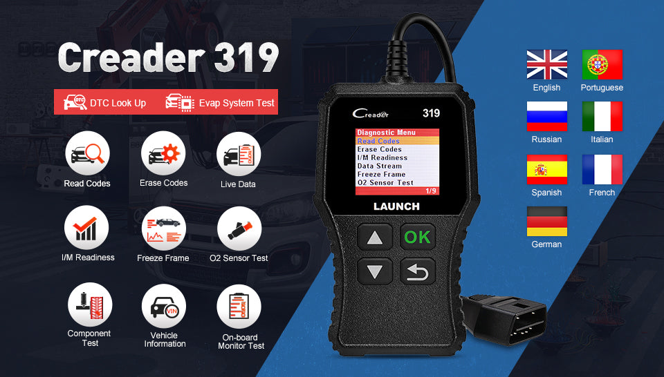 Launch X431 Creader 319 OBD2 Code Reader CR319 With Complete OBDII/EOBD Diagnostic Functions