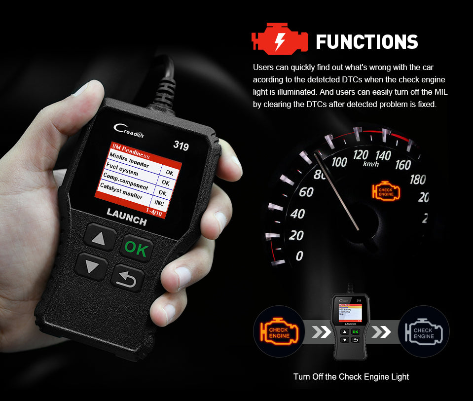 Launch X431 Creader 319 OBD2 Code Reader CR319 With Complete OBDII/EOBD Diagnostic Functions