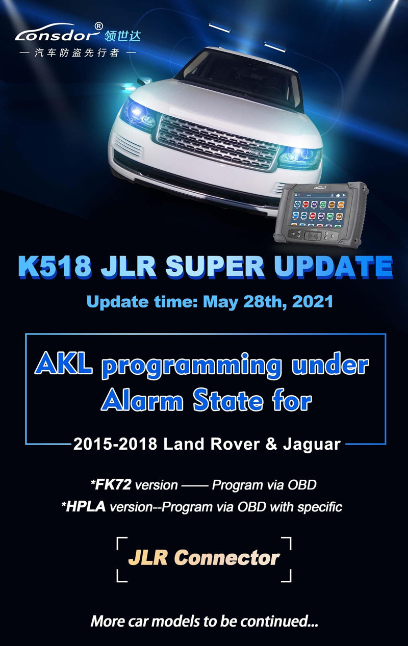 Lonsdor JLR Connector for 2015-2018 Jaguar Land rover HPLA Version All Keys Lost via OBD