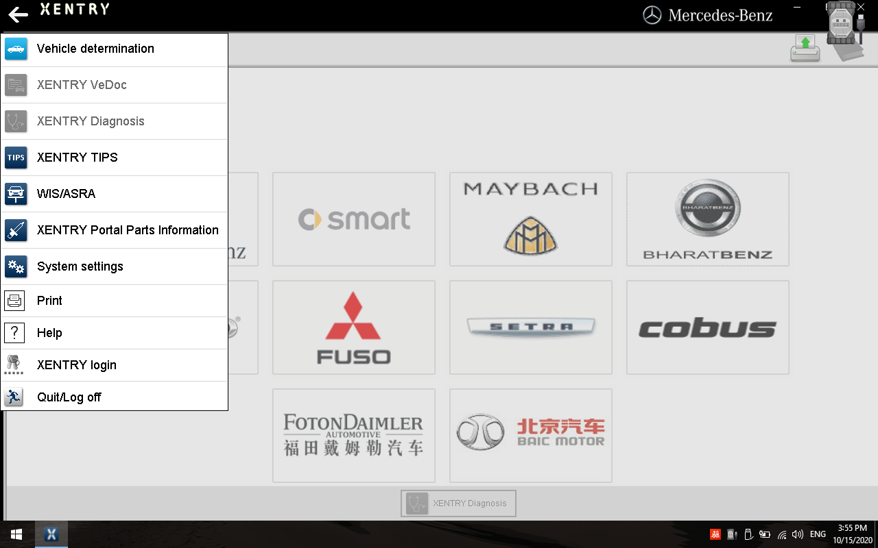 OEM C6 XENTRY Software V2020.09 Display