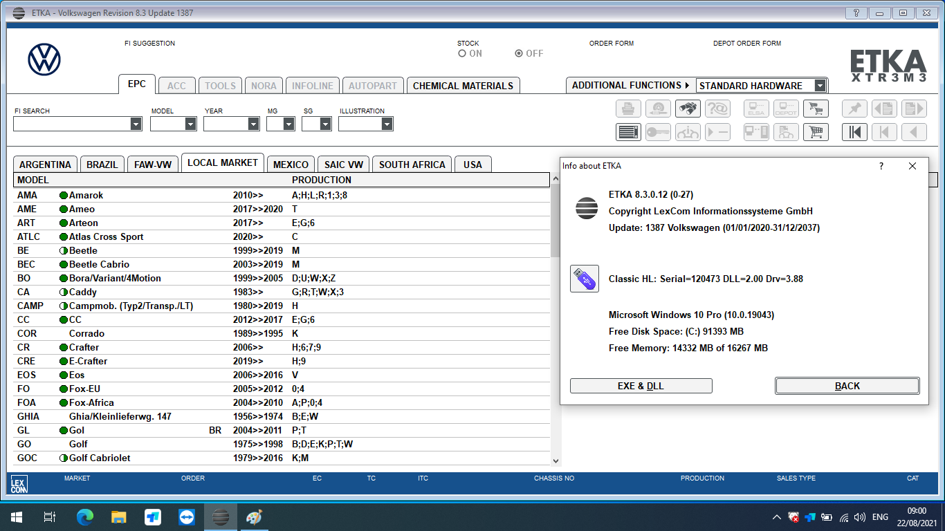 ODI-S Software V7.21 VW Audi Elsawin 6.0 Vag ETKA 8.3 ODI-S Engineer Software V12.1 Installed In HDD/SSD