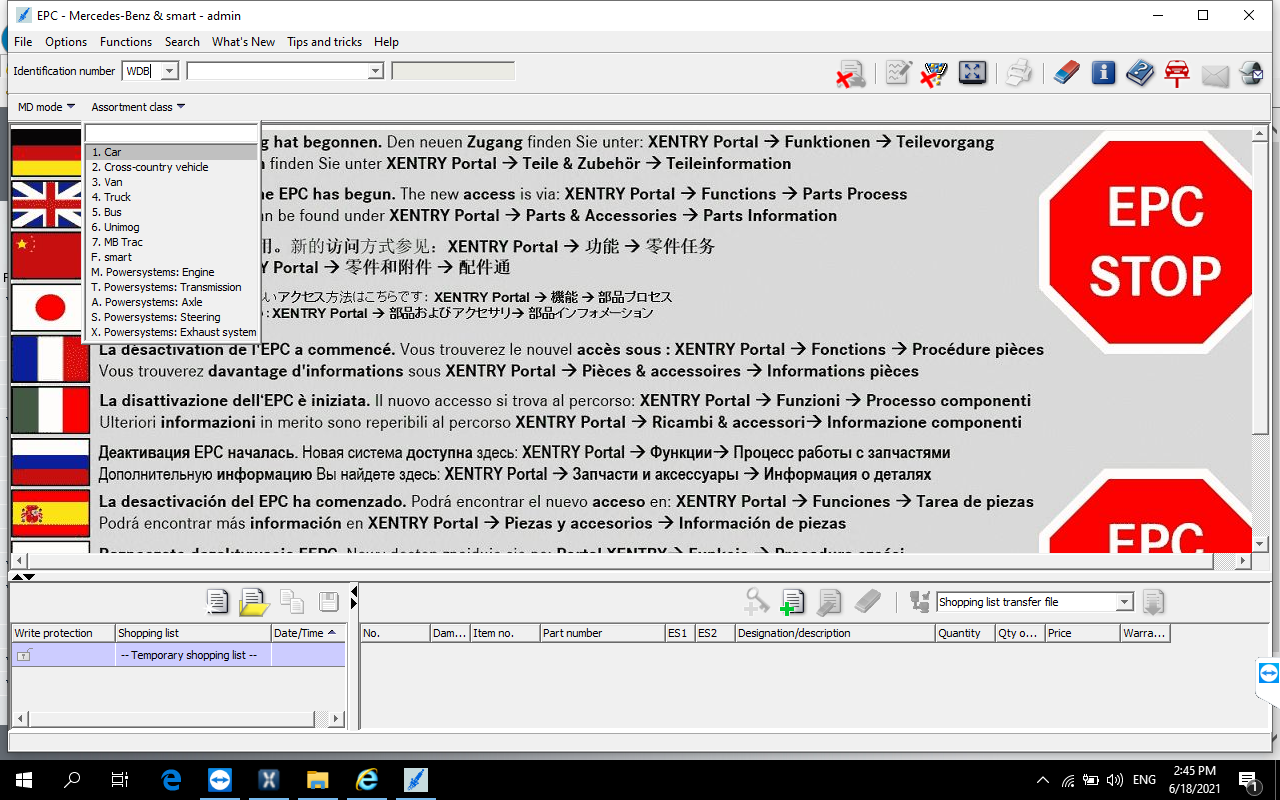 OEM C6 XENTRY Software V2021.06 Display