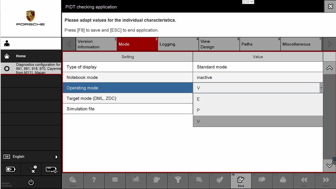 Piwis III V39.500.025 Software Display