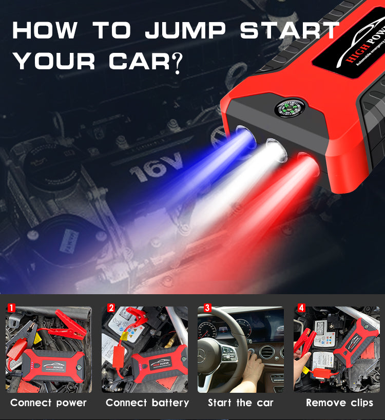 Portable Jump Starter 20000mAh for 12V Car Battery Multi-Functional Emergency Power Supply