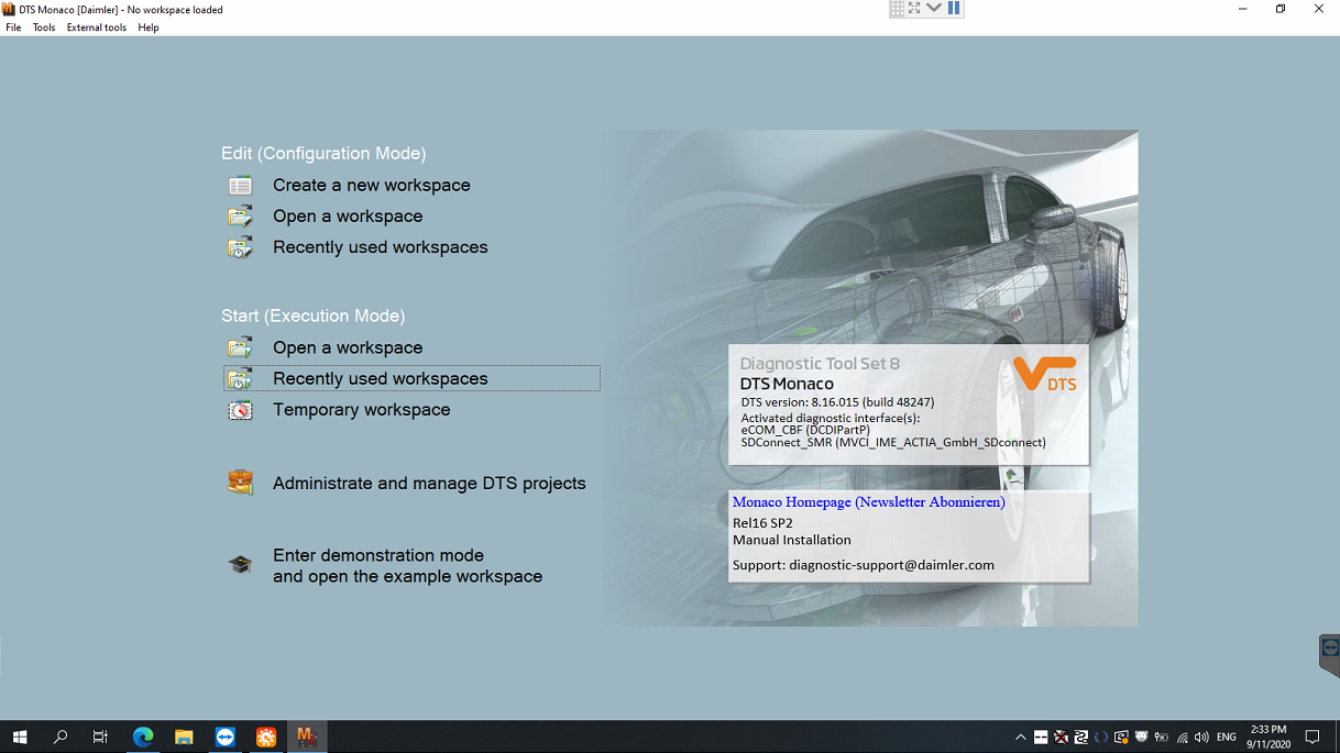 V2020.09 Xentry Software Display