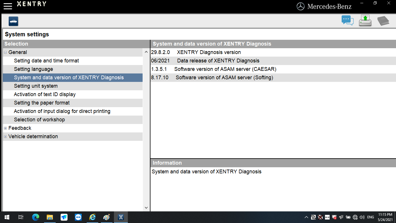 V2021.06 Xentry Software Display