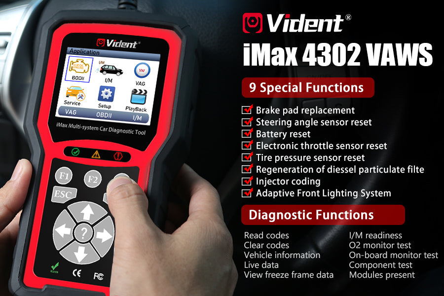 VIDENT iMax4301 VAWS VAG OBD Diagnostic Service Tool with 9 Special Functions