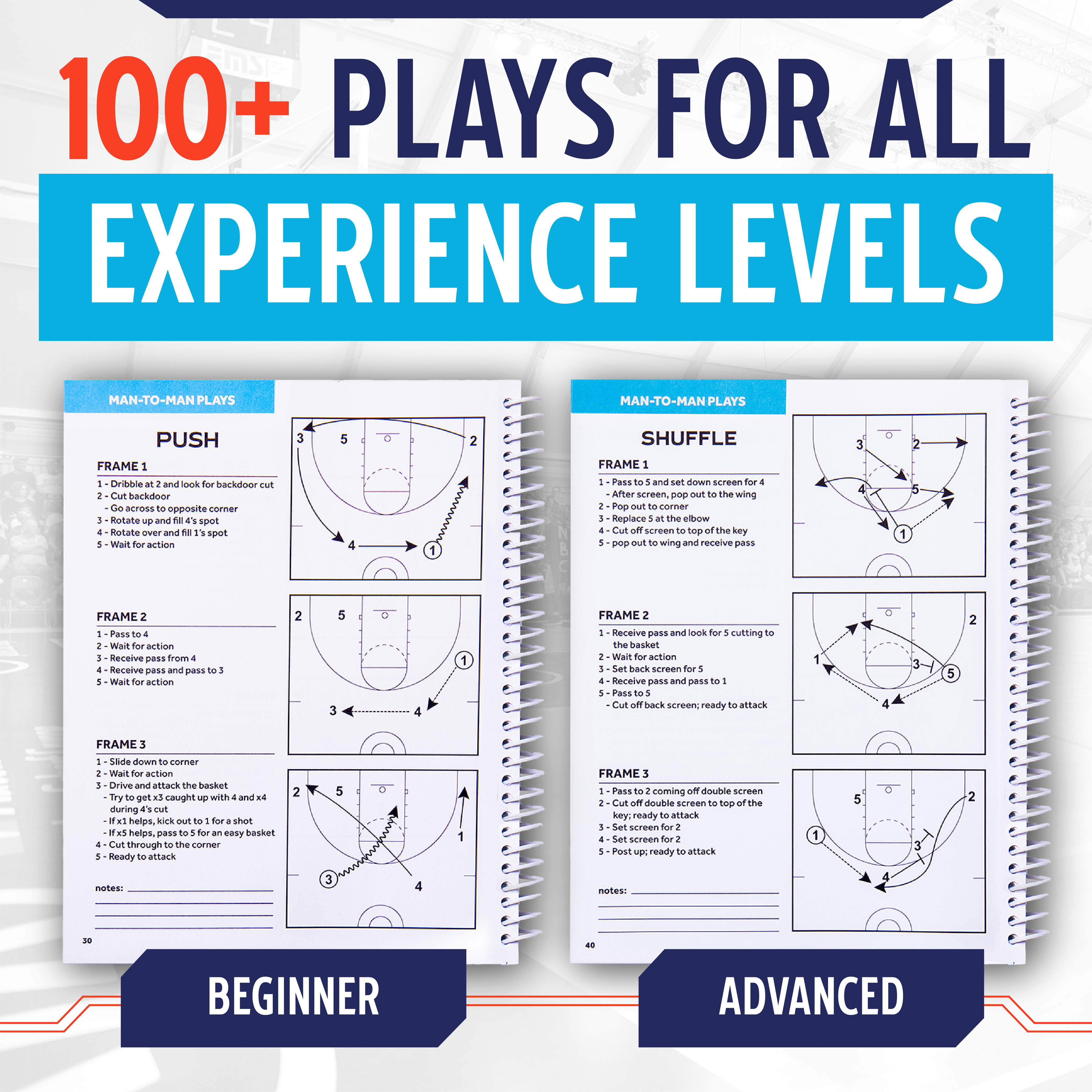 Murray Sporting Goods Basketball Playbook - Full Color with Over 100+ Plays & Build Your Own Plays Section