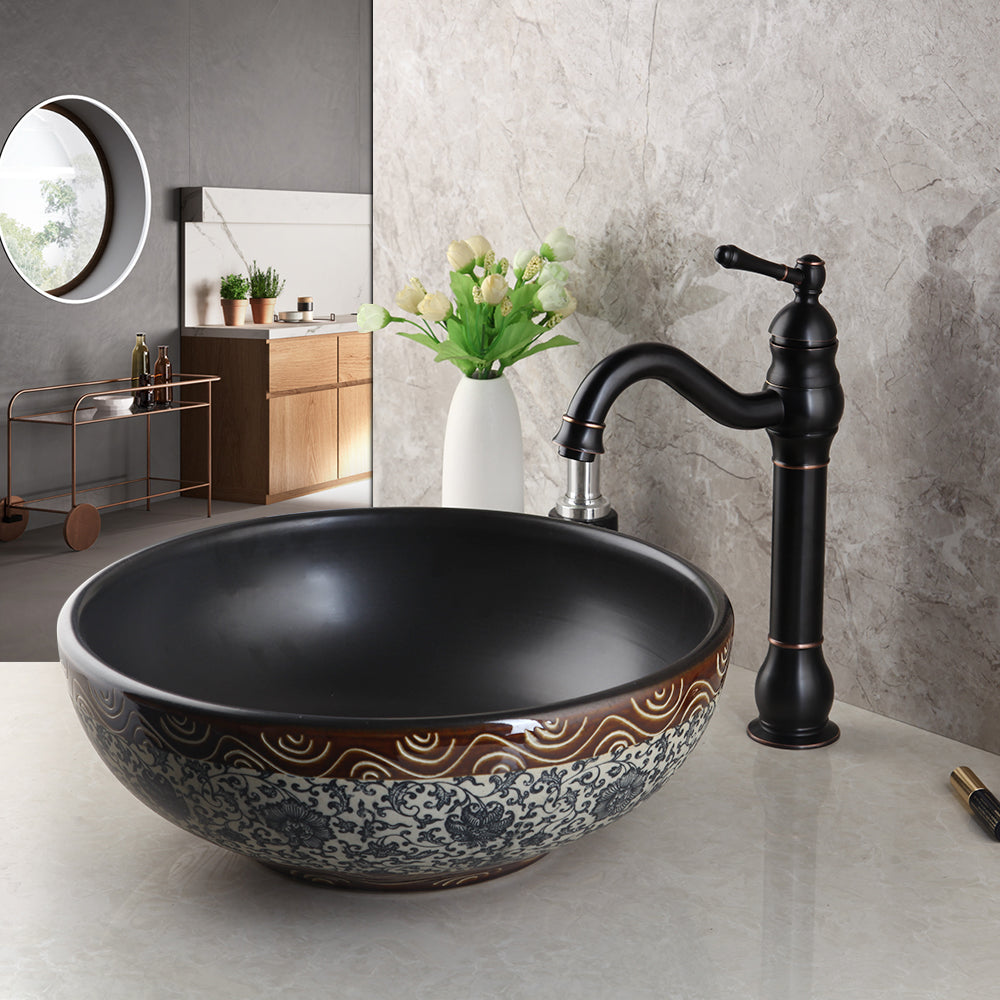 Hand-Painted Waterfall Lavatory Bath Combine Brass Set Faucet Mixers & Taps