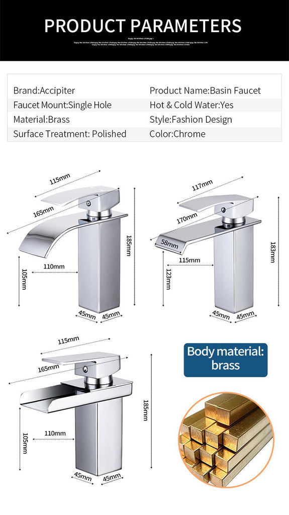 Waterfall Bathroom Vanity Sink Faucet