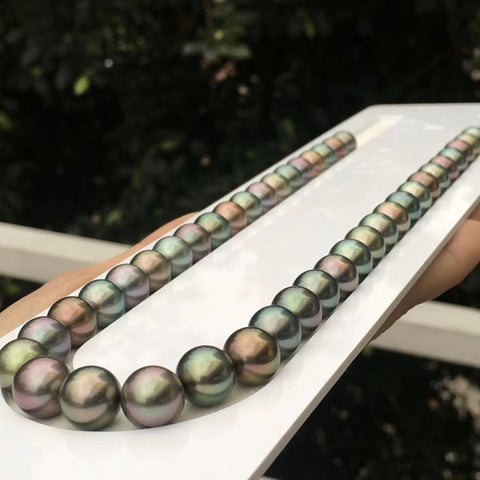 极品大溪地裸珠珠链best quality peacock pearls