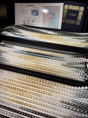 multicolor golden & white south sea pearl strands