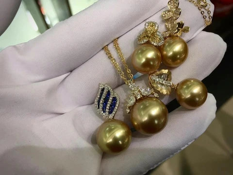 golden south sea pearl earrings
