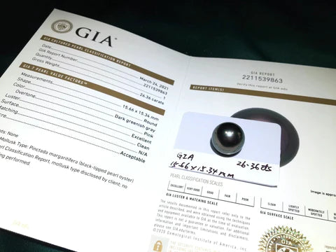 GIA certificate tahitian loose pearl