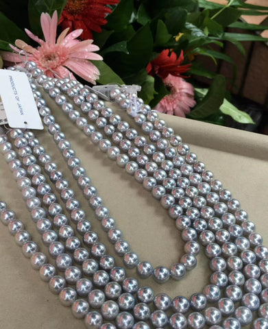 silver-blue akoya pearl strands