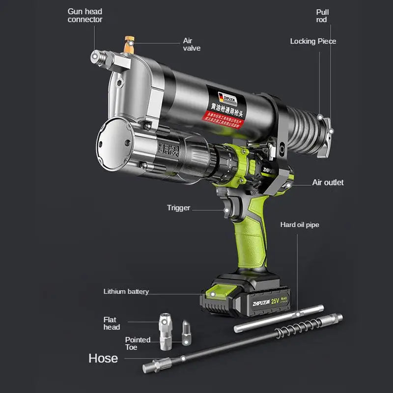 2 in 1 25VF Electric grease gun nozzle modified for electric drill full-automatic lithium battery high voltage excavator